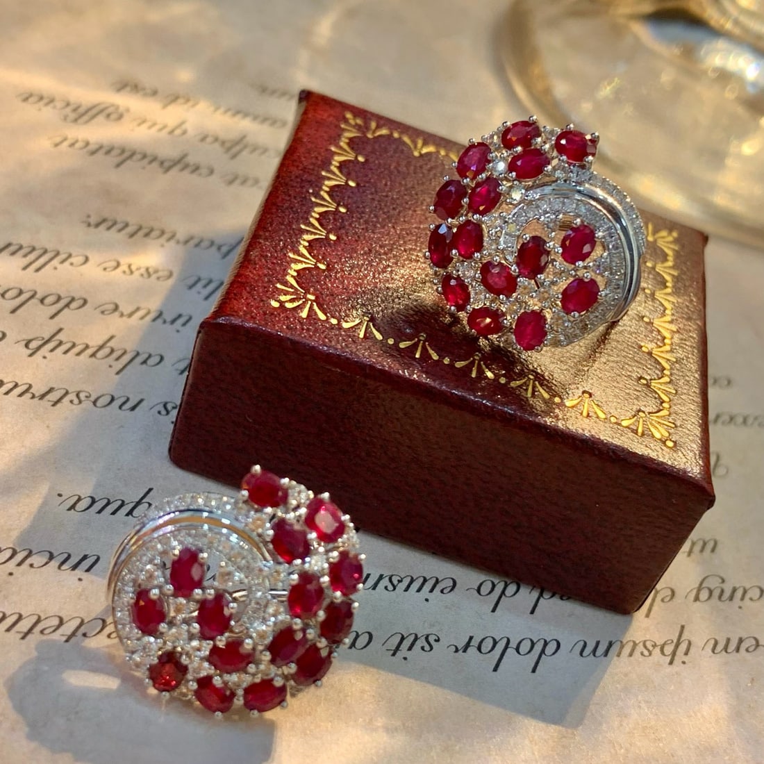 14k Gold 4.22 Ct Natural Ruby & Diamond Earrings - 3