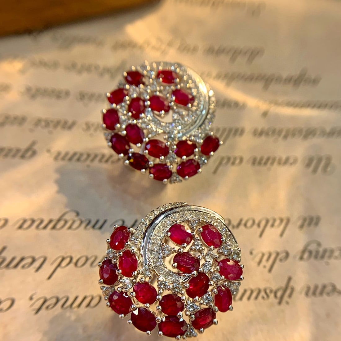 14k Gold 4.22 Ct Natural Ruby & Diamond Earrings - 5