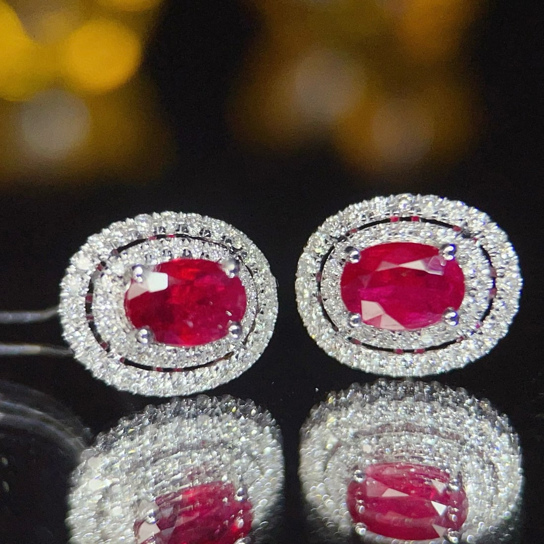 14k Gold 1.26 Ct Natural Ruby & Diamond Earrings - 2