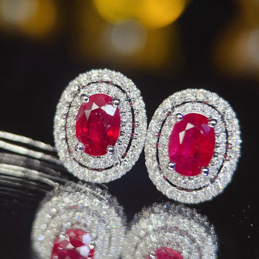 14k Gold 1.26 Ct Natural Ruby & Diamond Earrings - 3