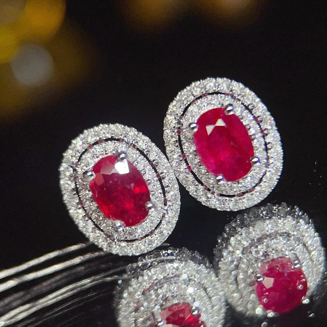 14k Gold 1.26 Ct Natural Ruby & Diamond Earrings - 6