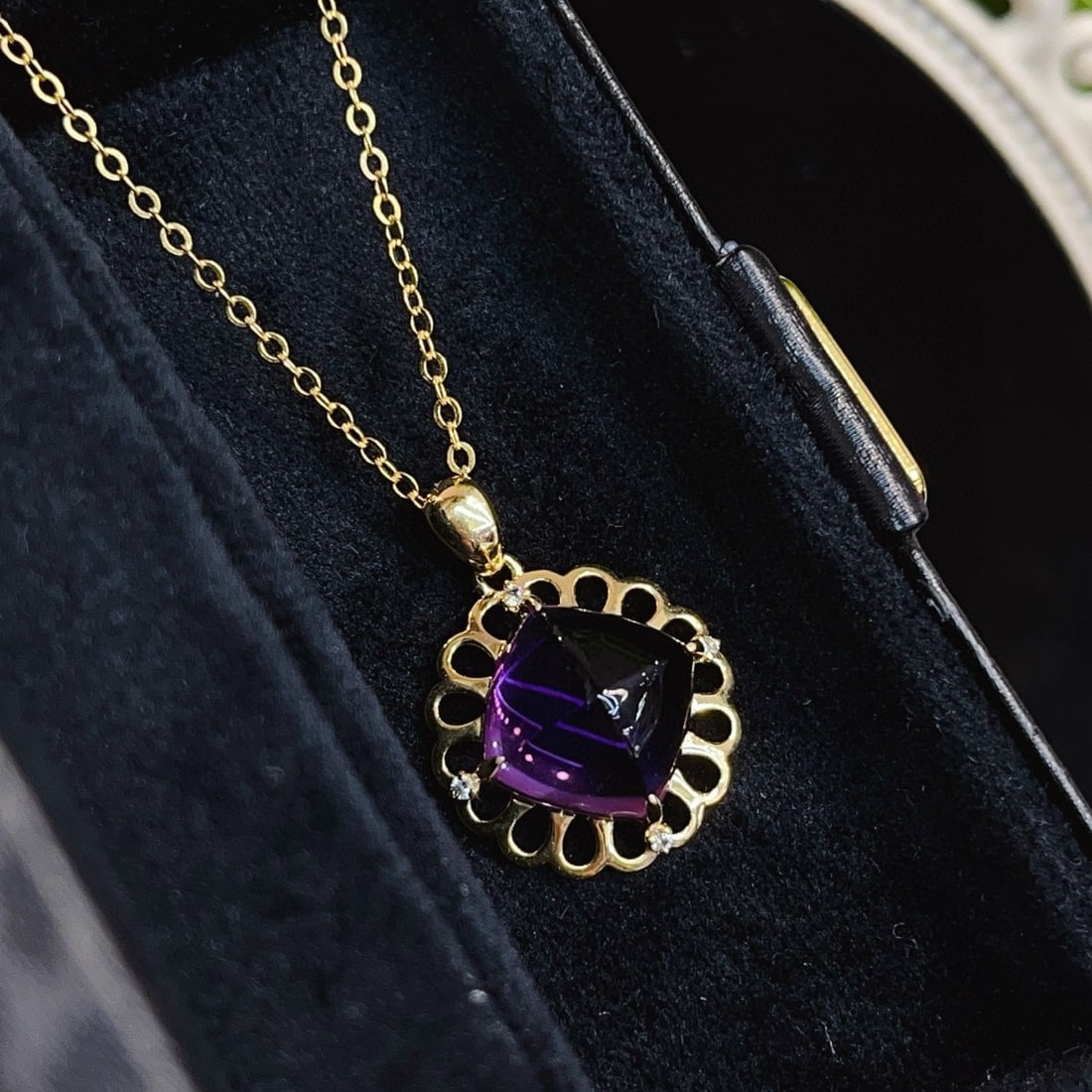 14k Gold 18.48 Ct Natural Amethyst & Sapphire Jewelry Set - 2