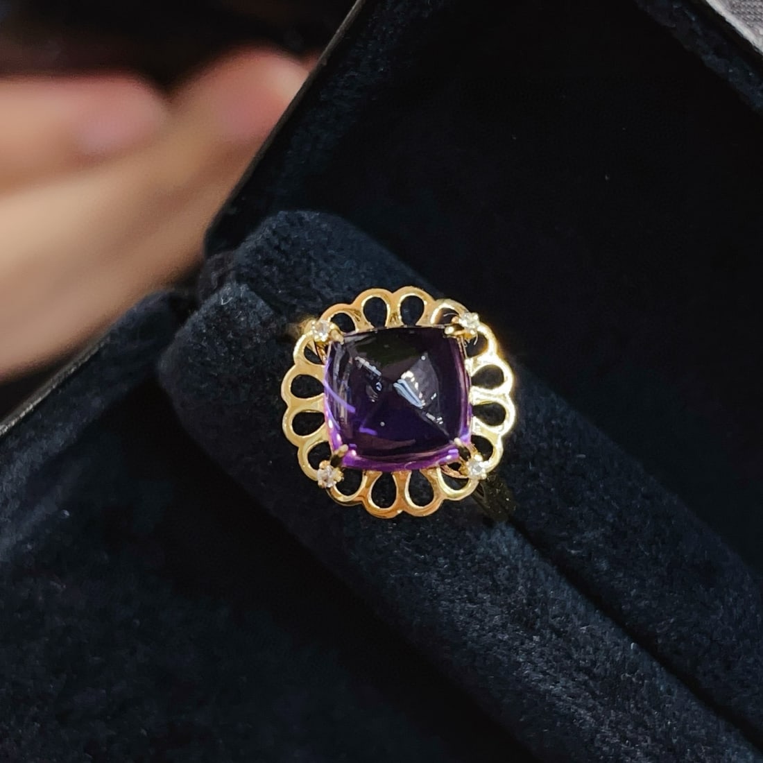 14k Gold 18.48 Ct Natural Amethyst & Sapphire Jewelry Set - 3