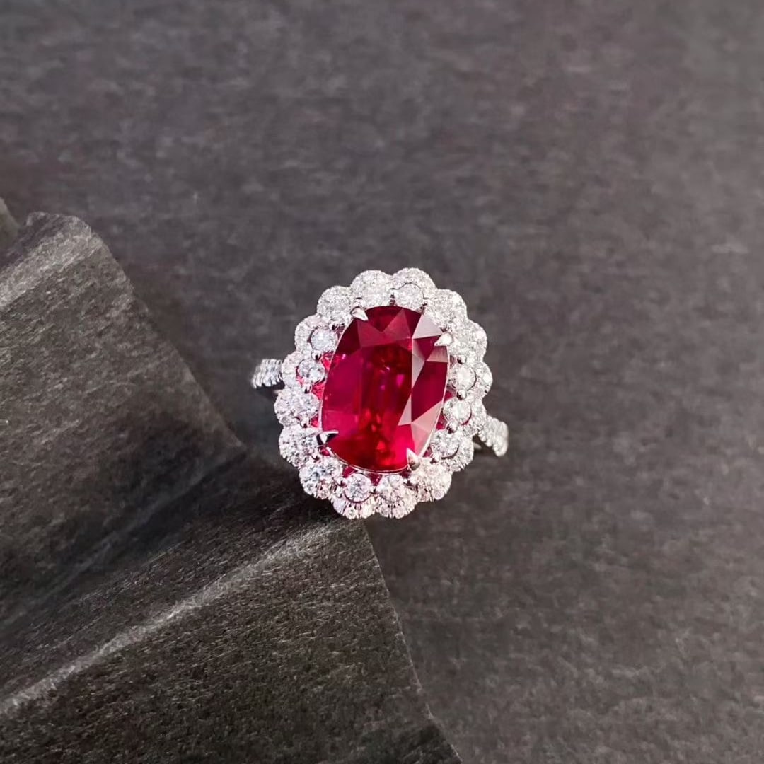 14k Gold 3.95 Ctw Natural Tourmaline & Diamond Ring/pendant( Without Chain ): Ref:231036083 // gold content:14k gold // ring size:7. 25us // // main gemstone:tourmaline // shape:oval // carat weight:3. 15ct // color:red // treatment:natural // // adjacent gemstone 2 : diamond