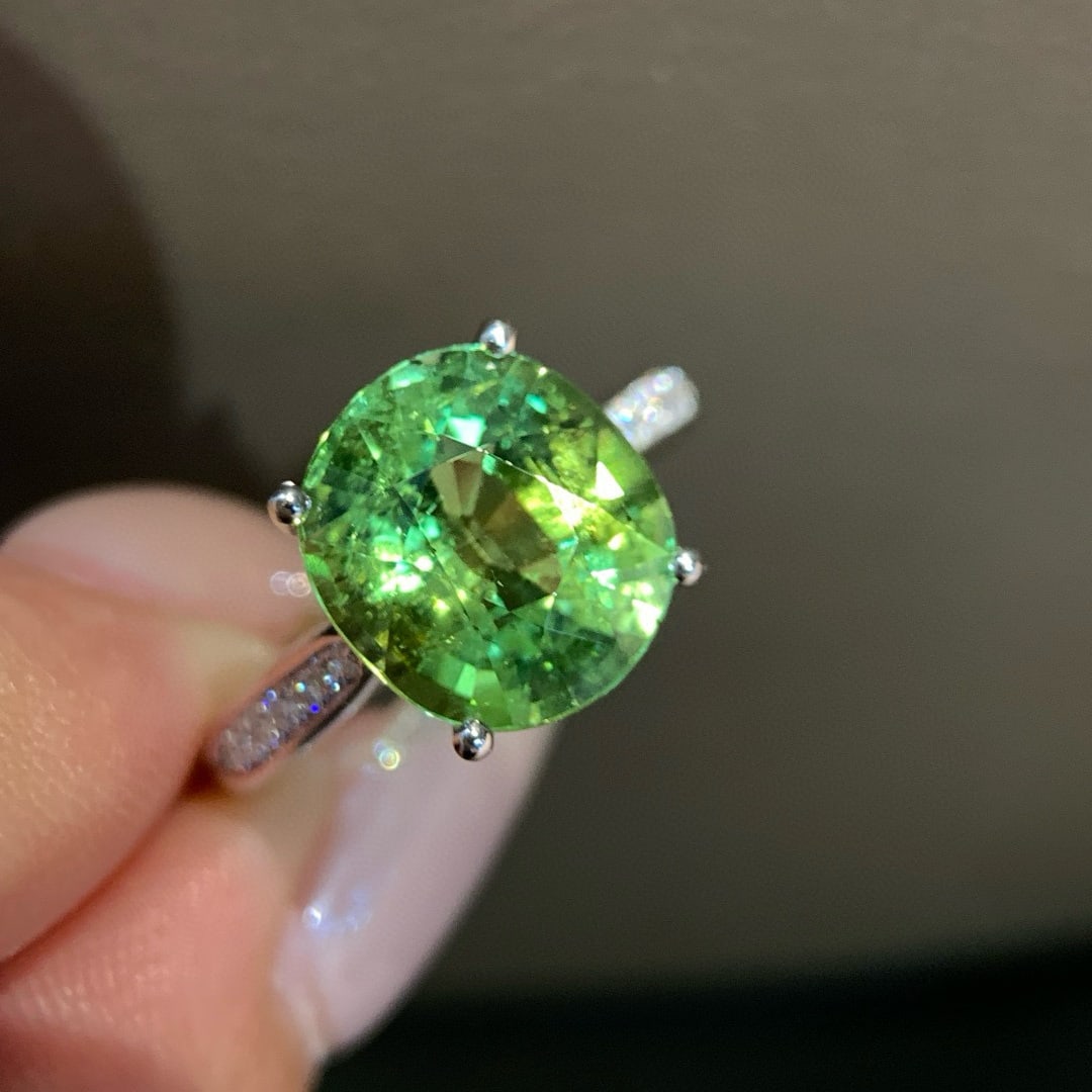 14k Gold 4.38 Ct Natural Tourmaline & Diamond Ring - 3