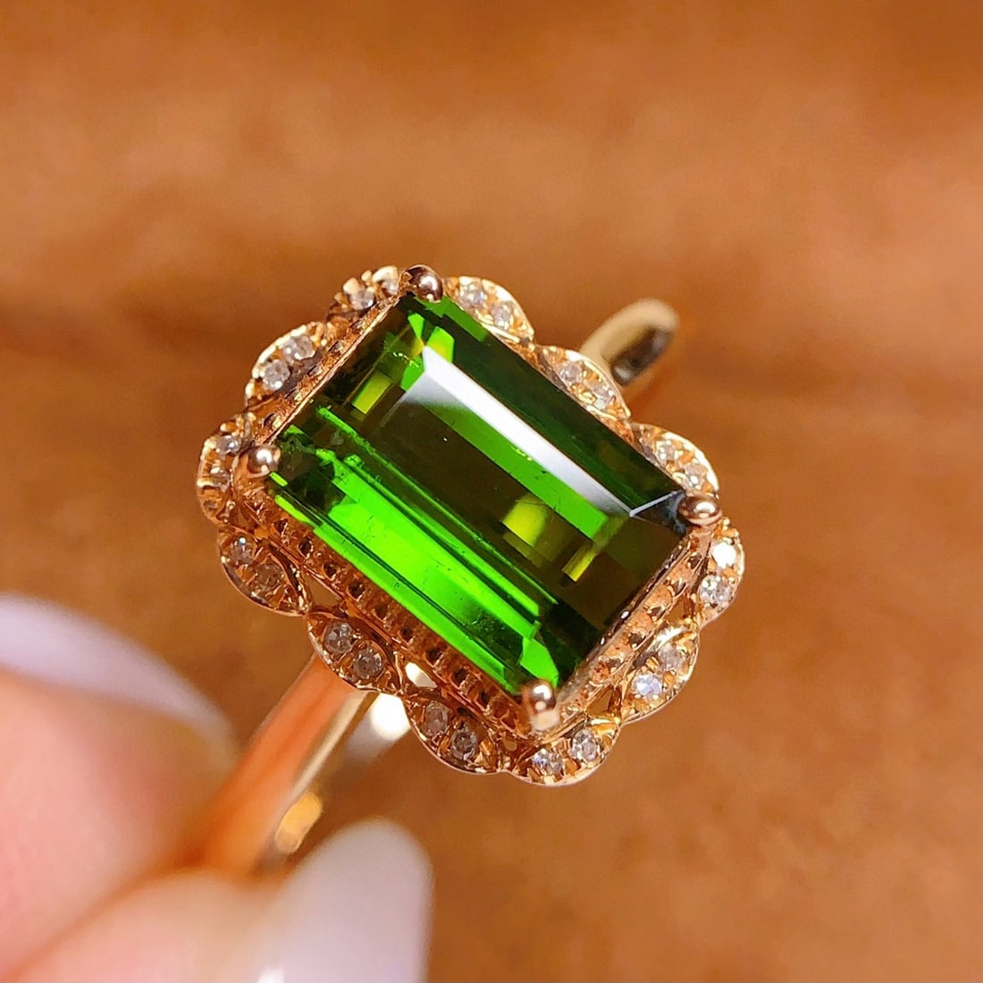 14k Gold 2.2 Ct Natural Tourmaline & Diamond Ring - 3