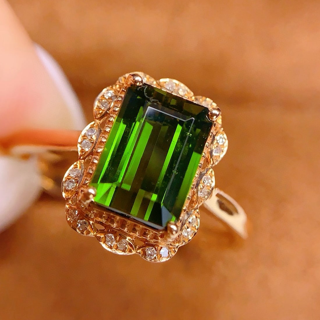 14k Gold 2.2 Ct Natural Tourmaline & Diamond Ring - 5