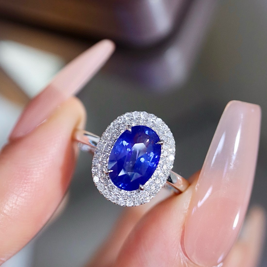 14k Gold 2.69 Ctw Natural Sapphire & Diamond Ring - 5