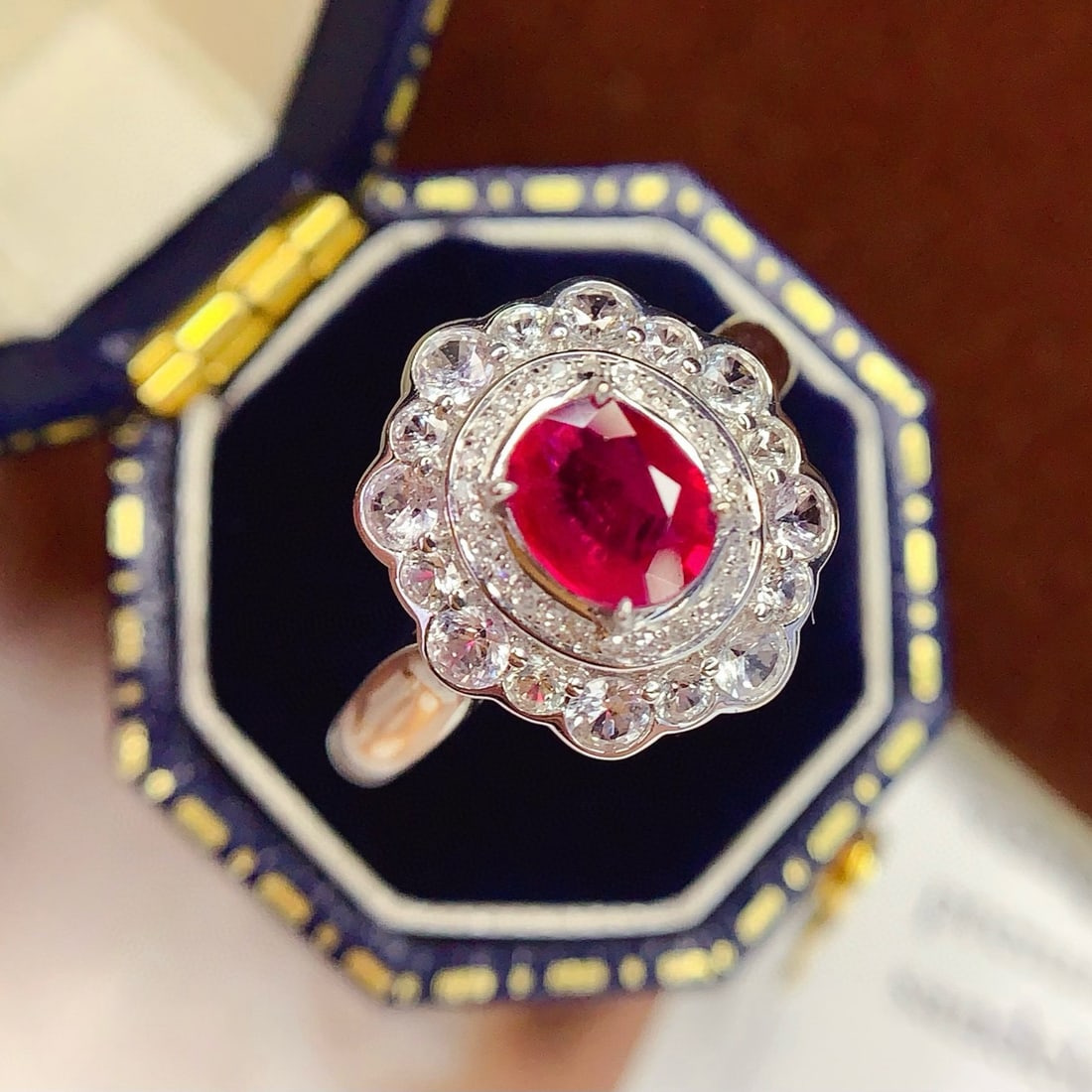 14k Gold 1 Ct Natural Ruby & Diamond & Sapphire Ring - 2