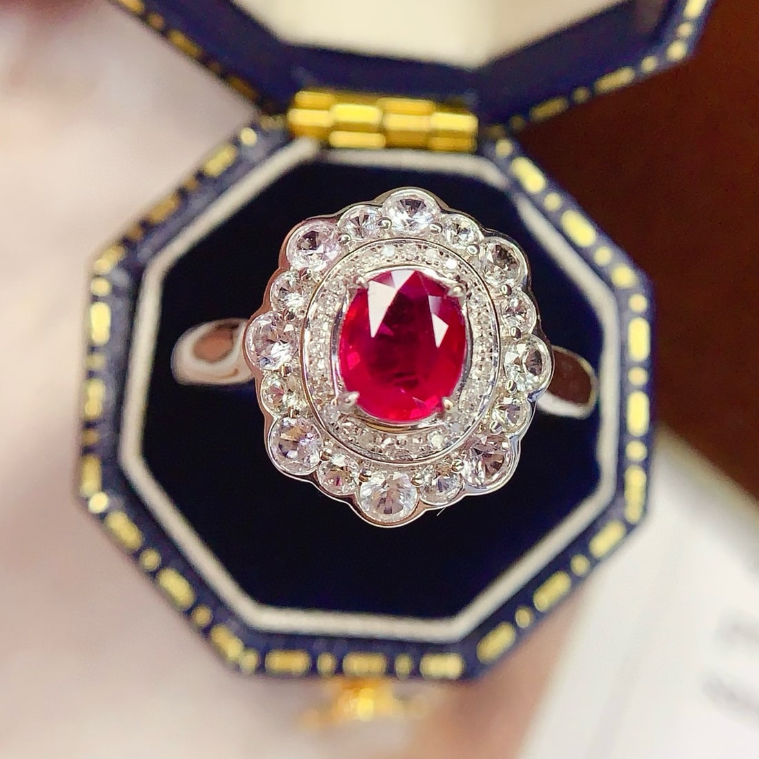 14k Gold 1 Ct Natural Ruby & Diamond & Sapphire Ring - 3