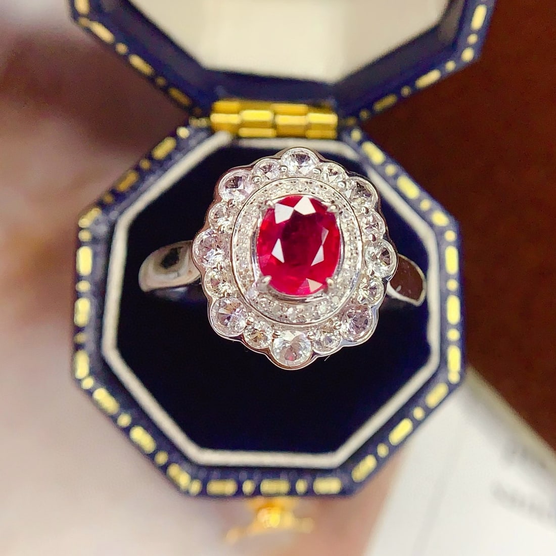 14k Gold 1 Ct Natural Ruby & Diamond & Sapphire Ring - 5