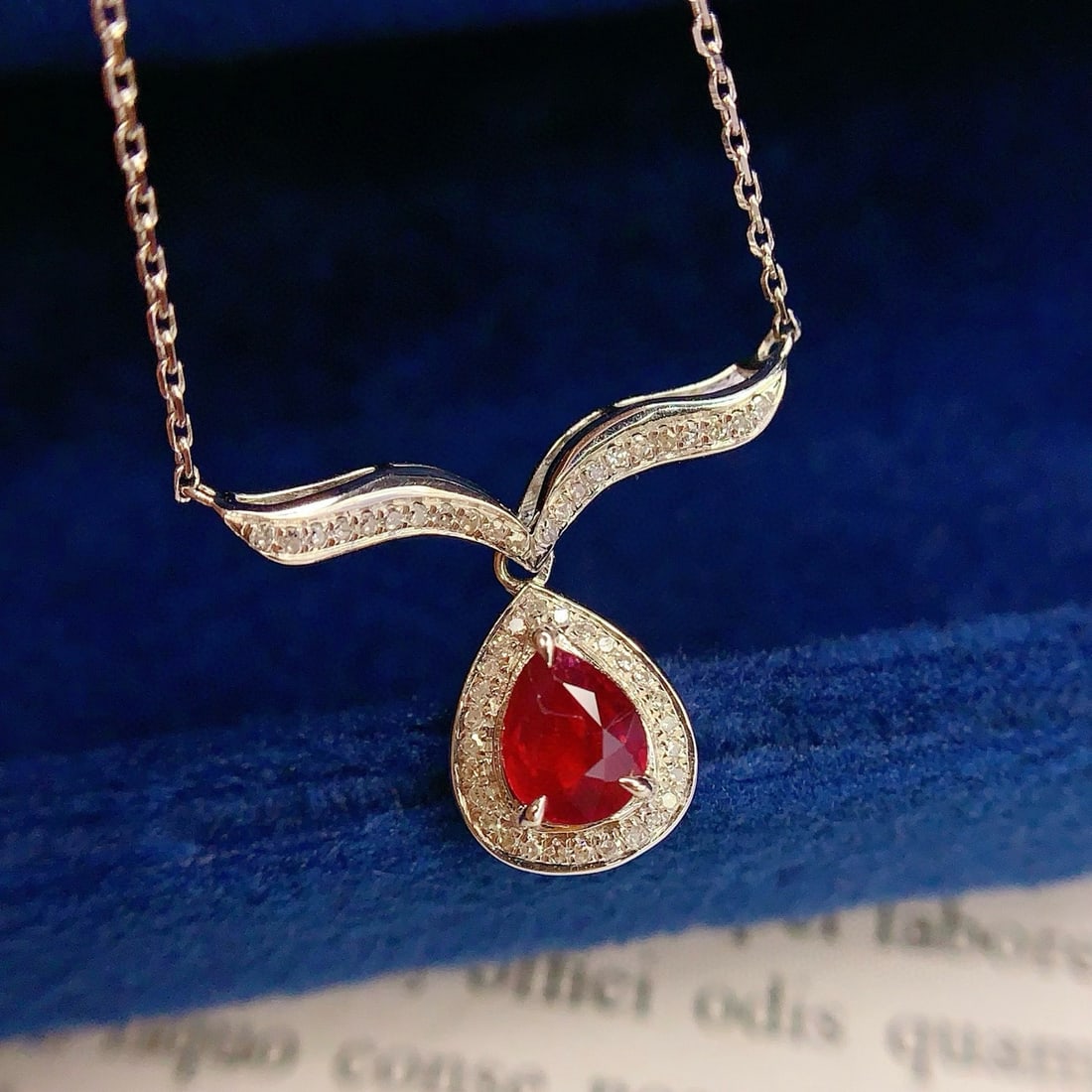 14k Gold 0.7 Ct Natural Ruby & Diamond Necklace - 4