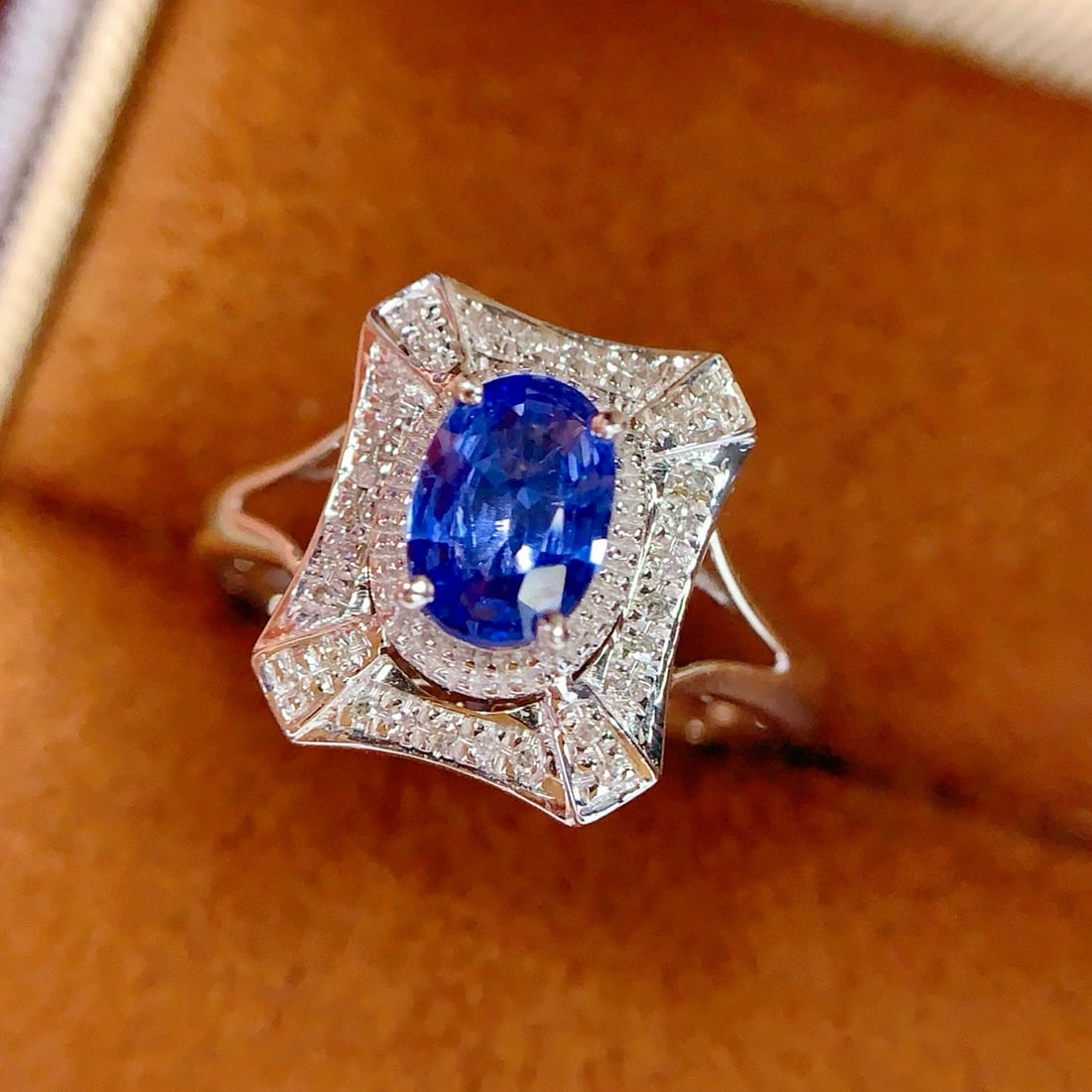 14k Gold 1.1 Ct Natural Sapphire & Diamond Ring - 2