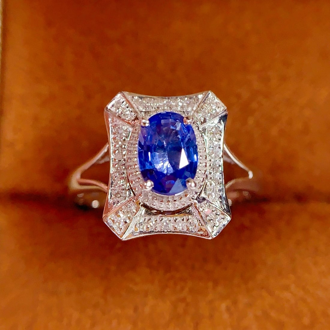 14k Gold 1.1 Ct Natural Sapphire & Diamond Ring - 3