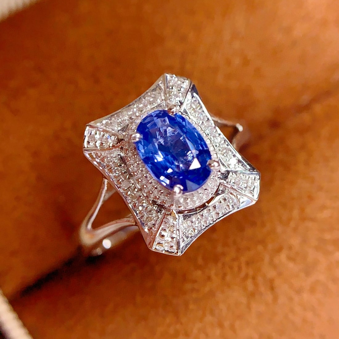 14k Gold 1.1 Ct Natural Sapphire & Diamond Ring - 4