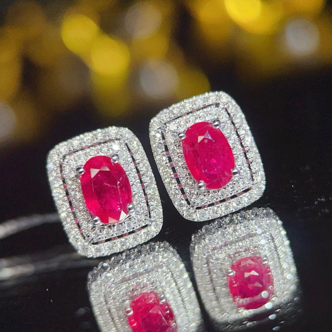 14k Gold 1.25 Ct Natural Ruby & Diamond Earrings - 3