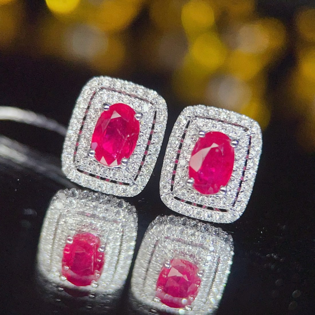 14k Gold 1.25 Ct Natural Ruby & Diamond Earrings - 4