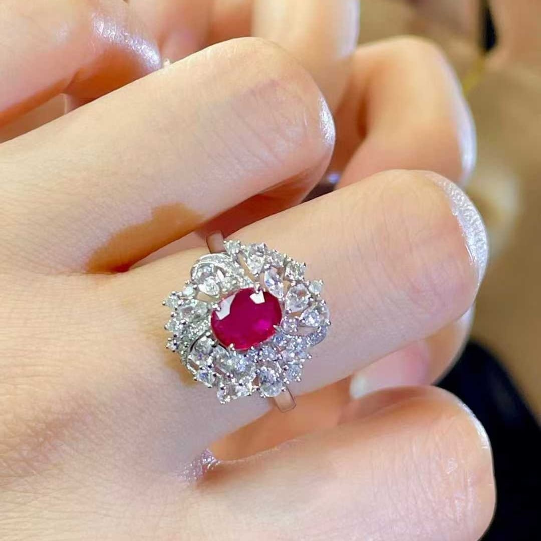 14k Gold 1.05 Ct Natural Ruby & Diamond Ring - 5