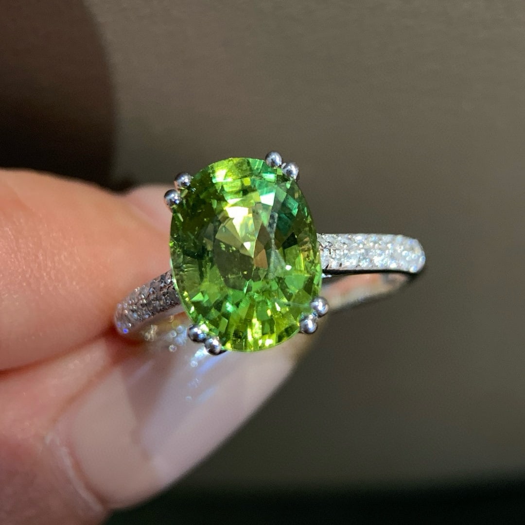 14k Gold 3.47 Ct Natural Tourmaline & Diamond Ring - 2