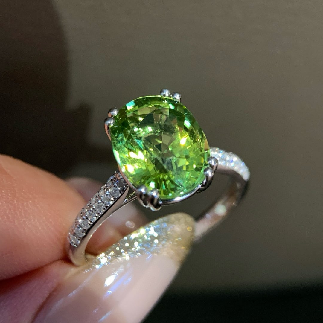 14k Gold 3.47 Ct Natural Tourmaline & Diamond Ring - 3