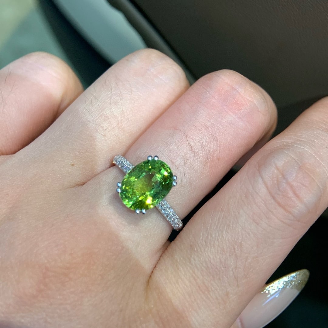 14k Gold 3.47 Ct Natural Tourmaline & Diamond Ring - 4