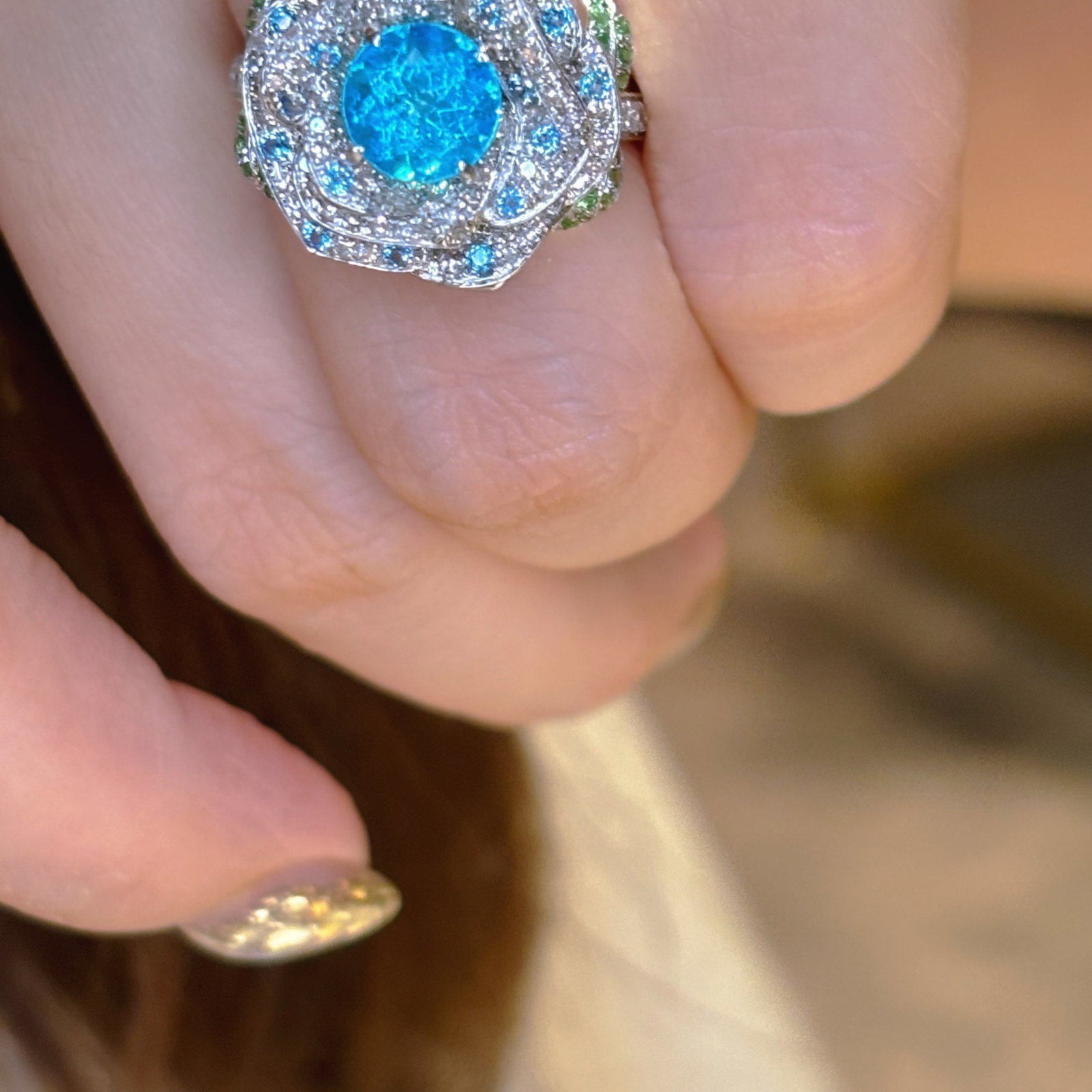 14k Gold 1.15 Ct Natural Paraiba Tourmaline & Diamond Ring - 3