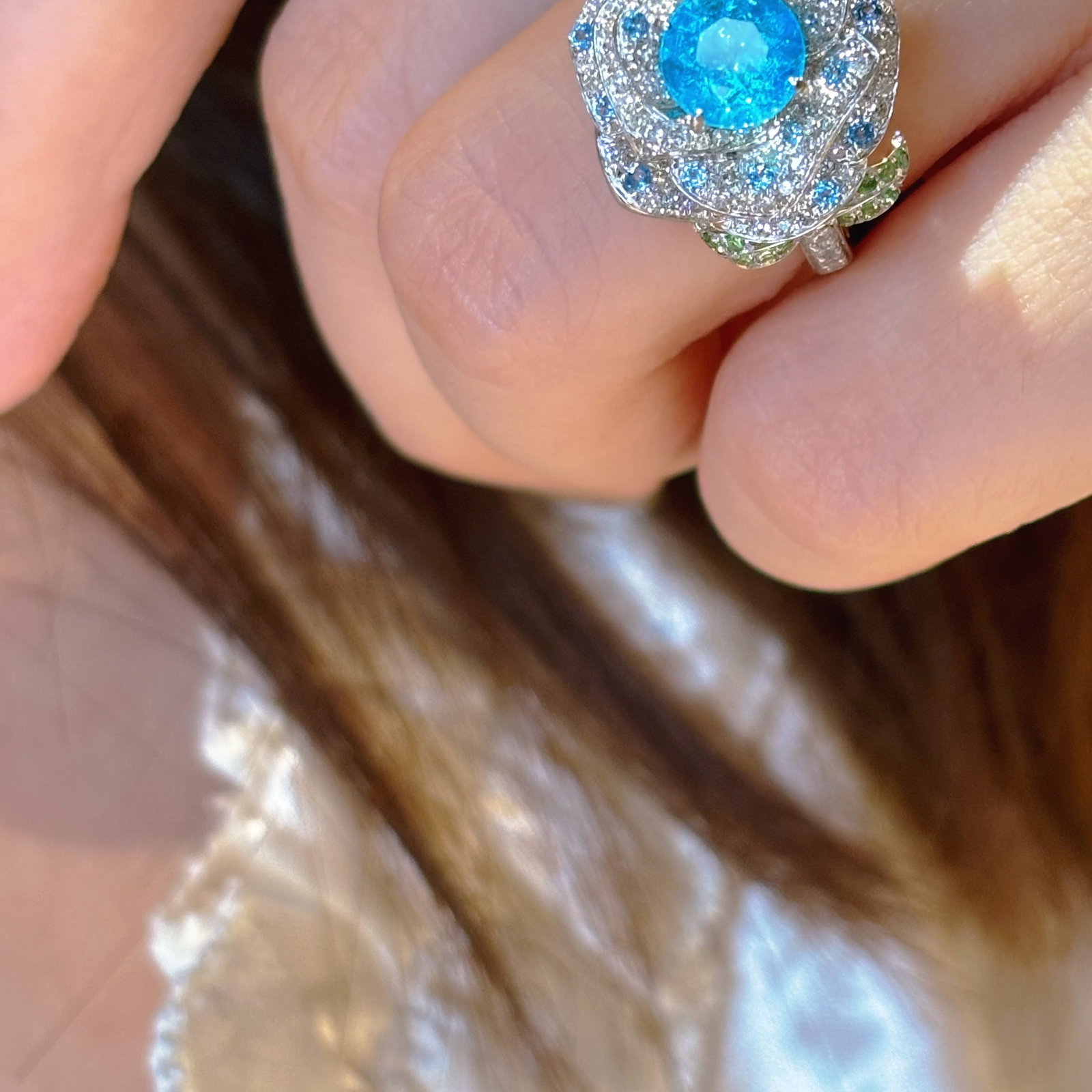 14k Gold 1.15 Ct Natural Paraiba Tourmaline & Diamond Ring - 4
