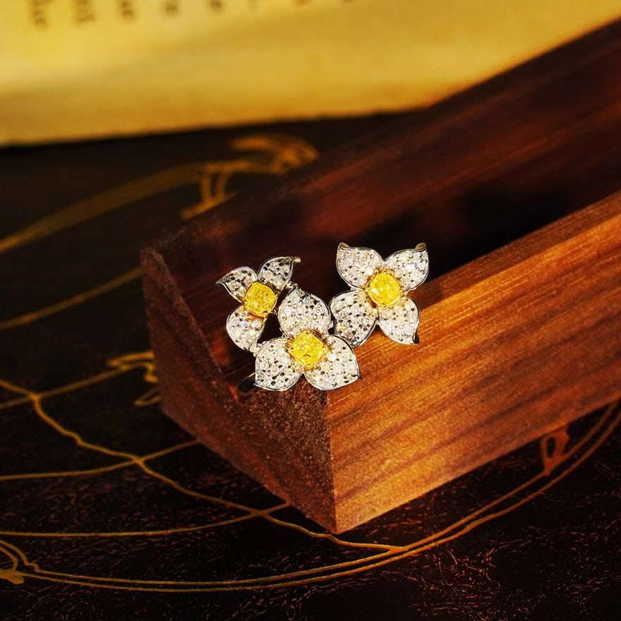 14k Gold 0.6 Ct Natural Color Diamond Ring: Ref:231036135 // gold content:14k gold // ring size:7. 25us // // main gemstone:diamond // shape:multiply // carat weight:0. 6ct // clarity grade:vs-si // color:color // treatment:natural // High