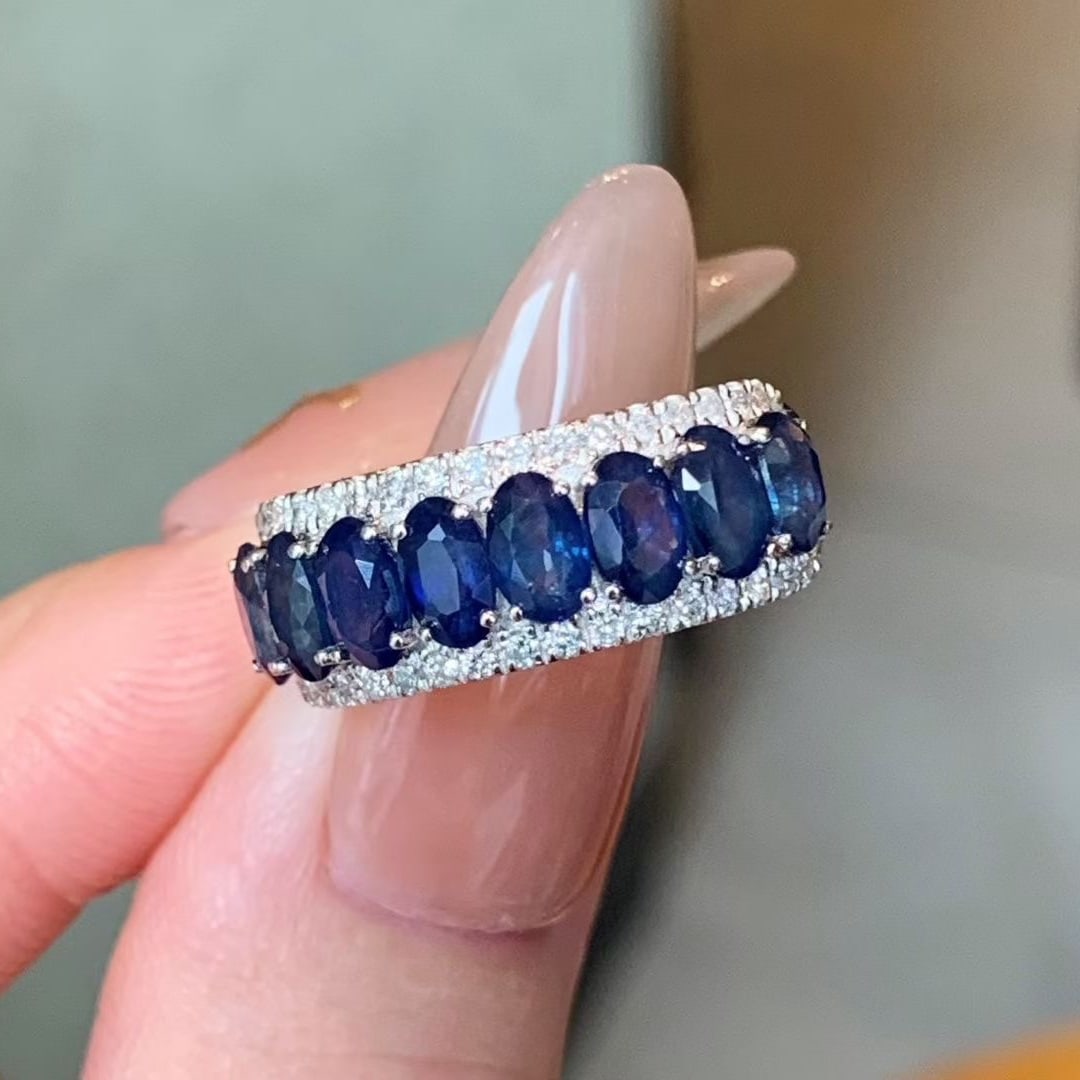 14k Gold 2.92 Ctw Natural Sapphire & Diamond Ring - 2