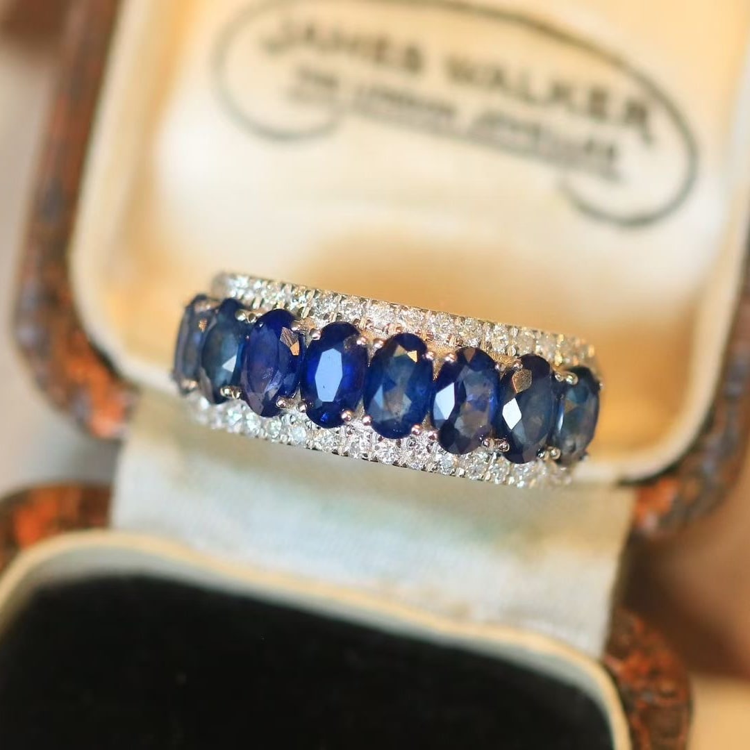 14k Gold 2.92 Ctw Natural Sapphire & Diamond Ring - 6