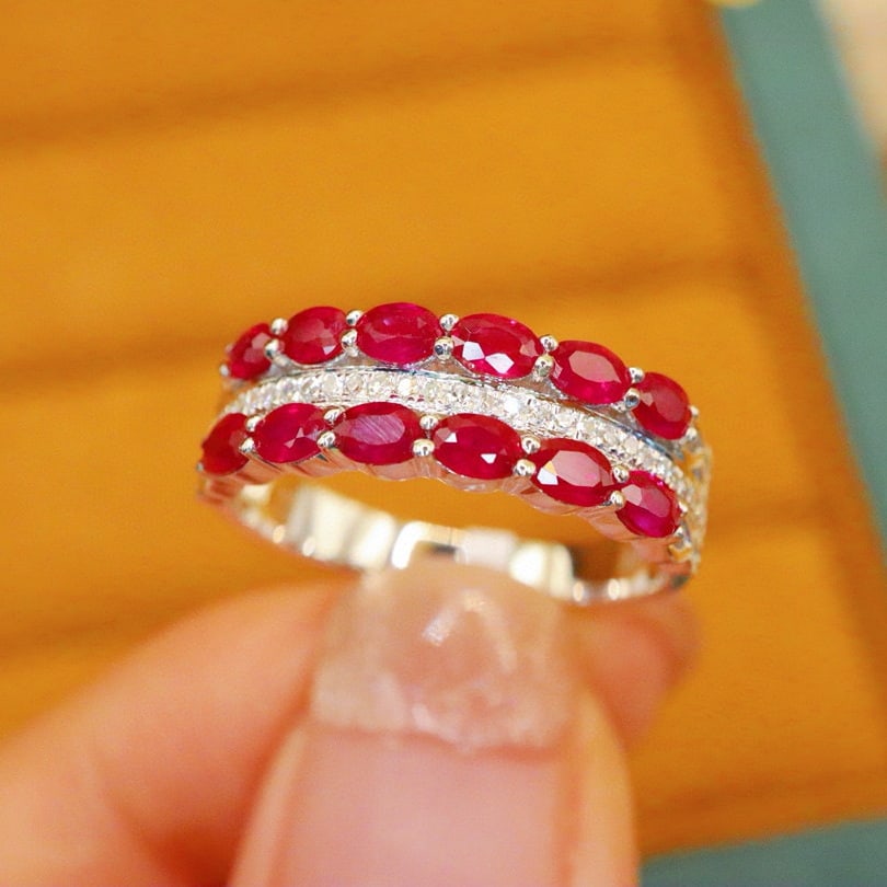 14k Gold 1.34 Ctw Natural Ruby & Diamond Ring - 2