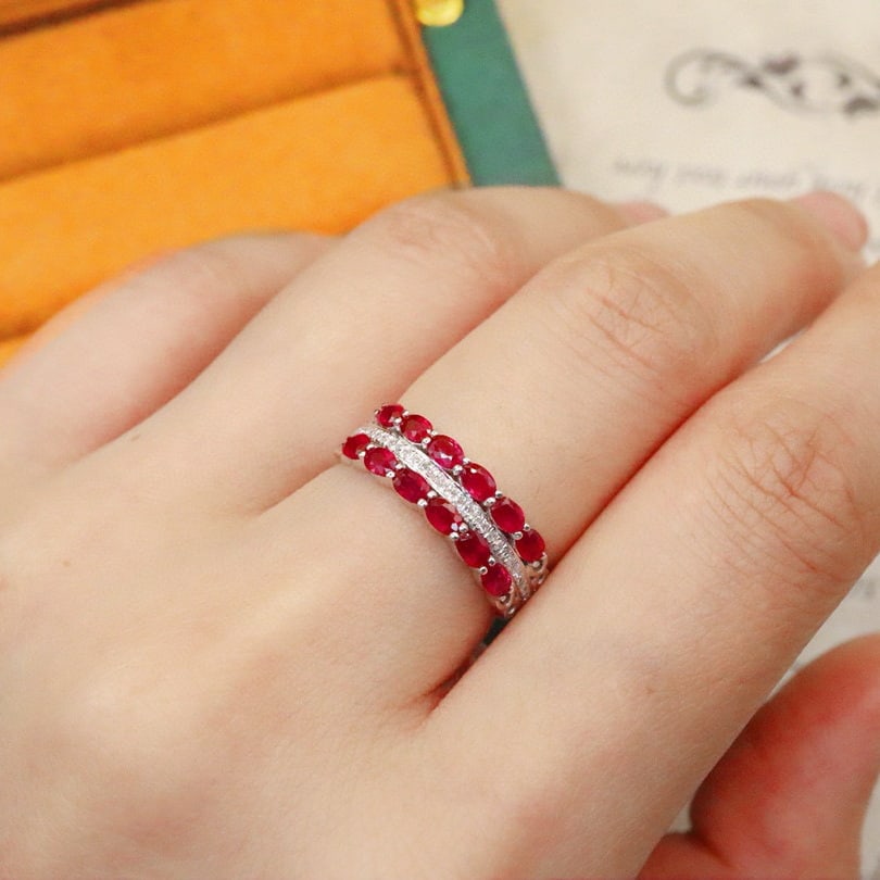 14k Gold 1.34 Ctw Natural Ruby & Diamond Ring - 5