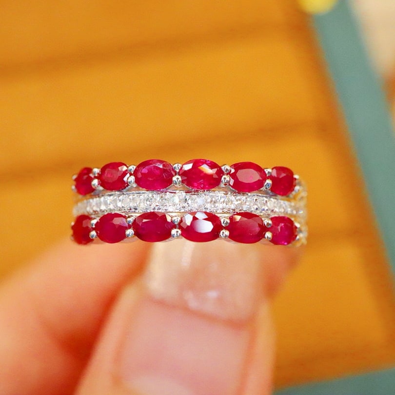 14k Gold 1.34 Ctw Natural Ruby & Diamond Ring - 6