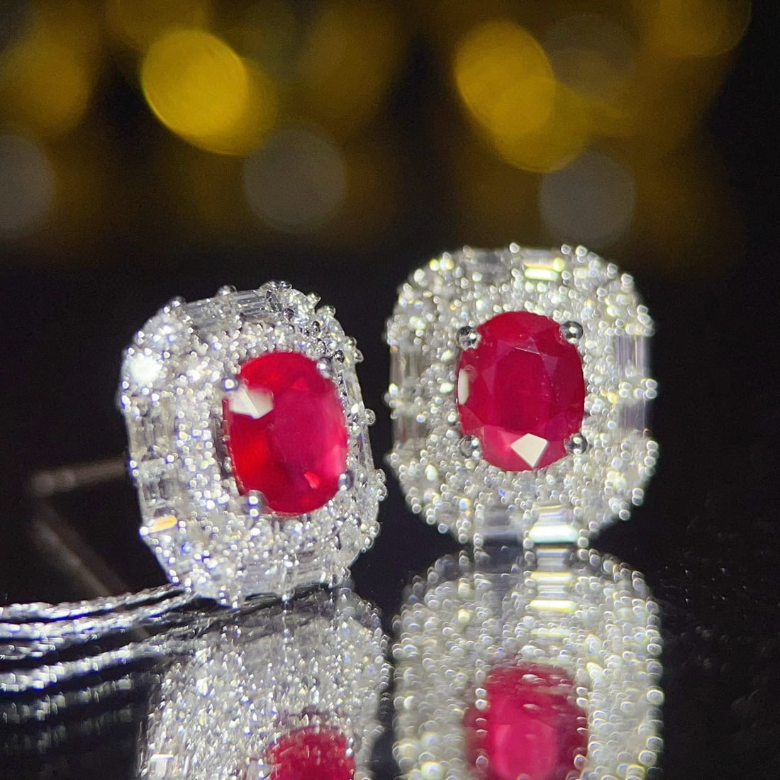 14k Gold 1.45 Ct Natural Ruby & Diamond Earrings - 2