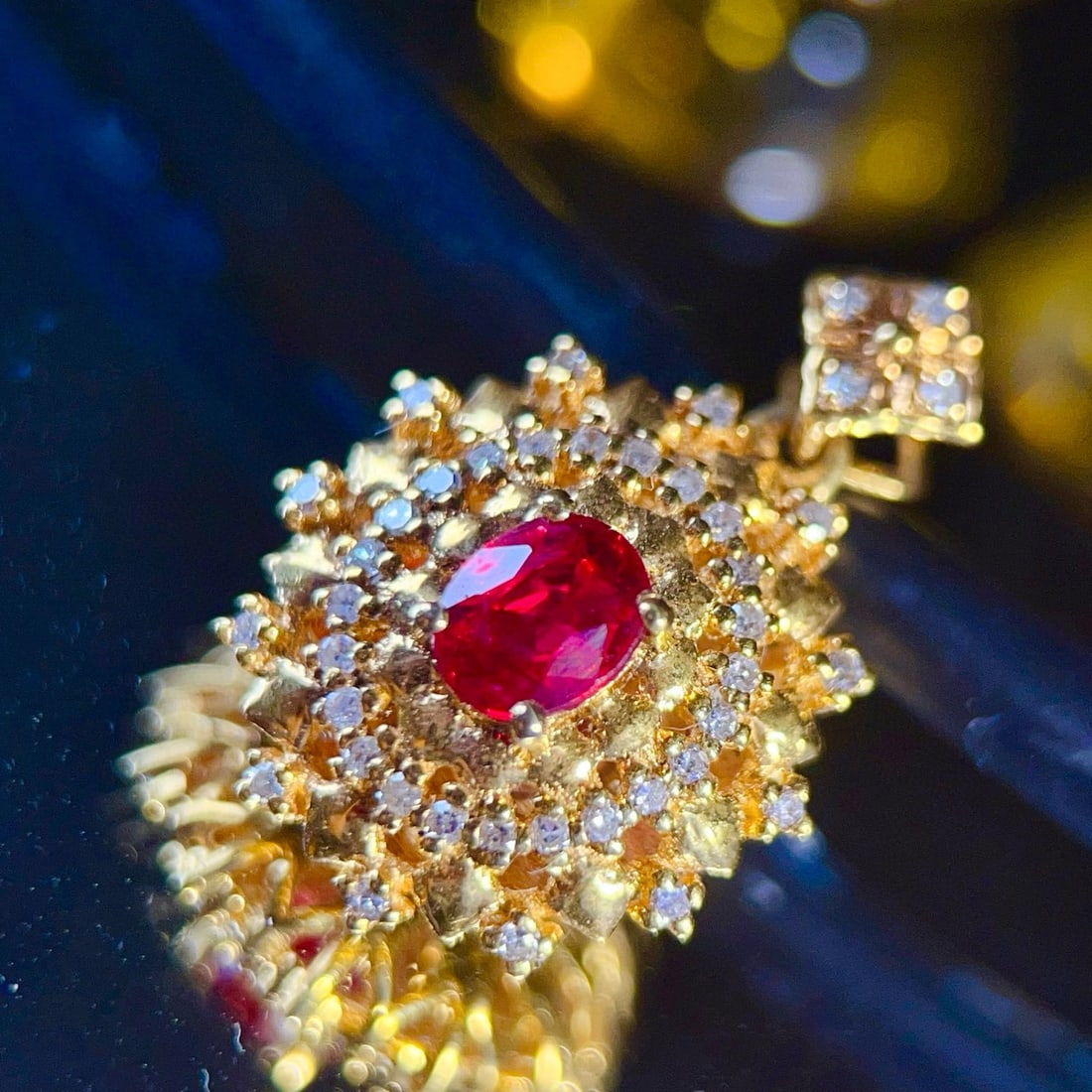 14k Gold 0.5 Ct Natural Ruby & Diamond Pendant( Without Chain ) - 3