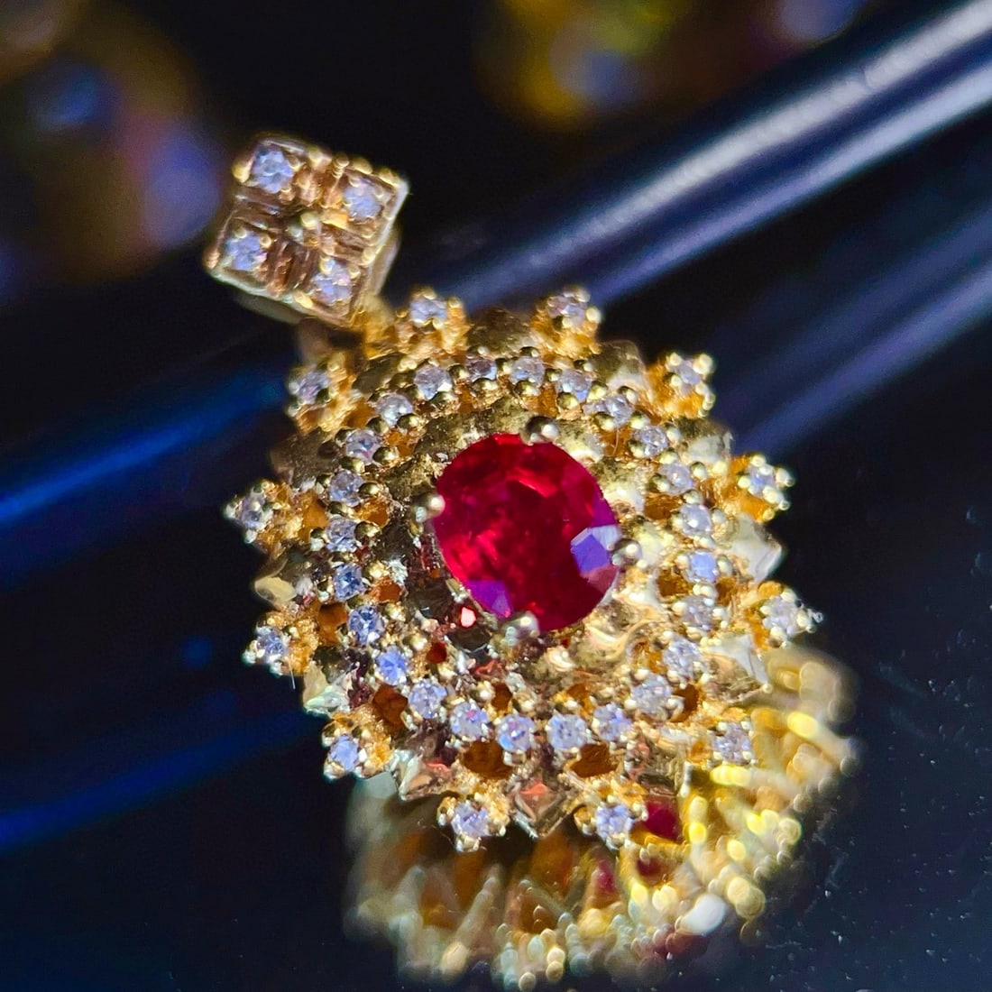 14k Gold 0.5 Ct Natural Ruby & Diamond Pendant( Without Chain ) - 6