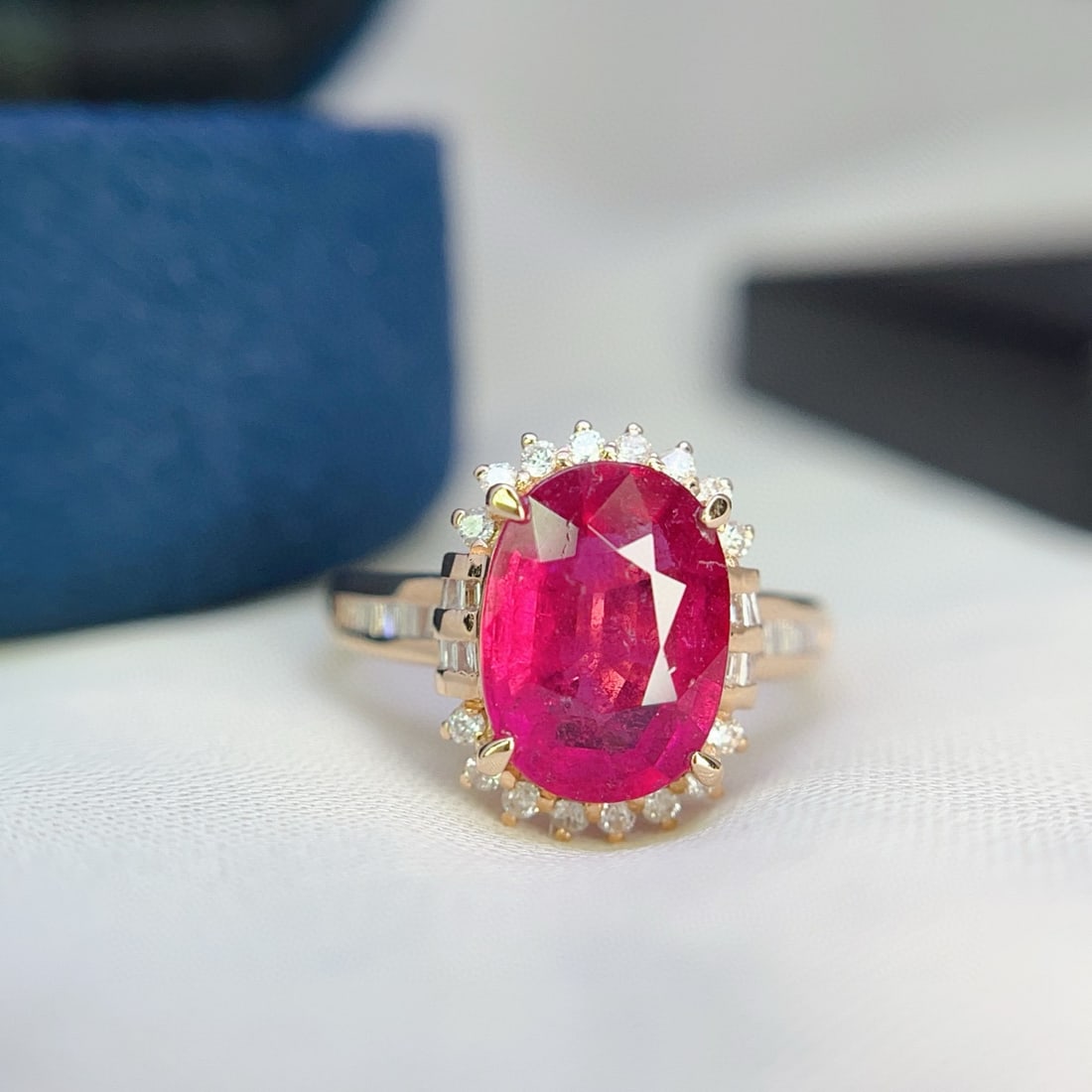 14k Gold 2.50 Ct Natural Tourmaline & Diamond Ring - 4