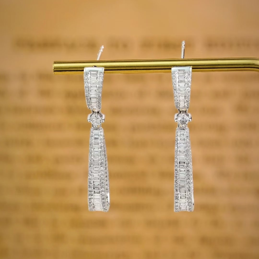 14k Gold 1.8 Ct Natural H Diamond Earrings - 2