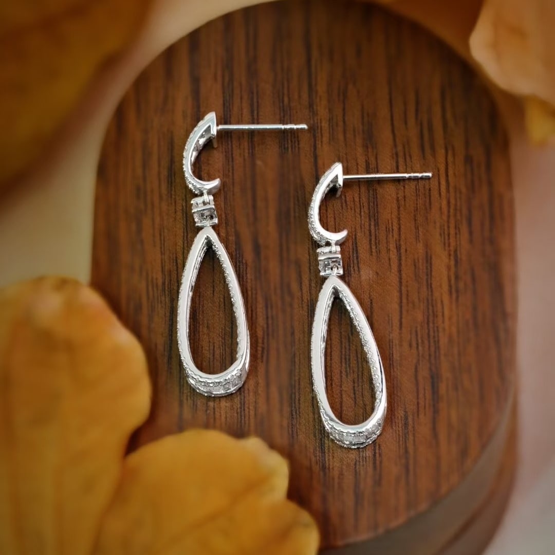 14k Gold 1.8 Ct Natural H Diamond Earrings - 4