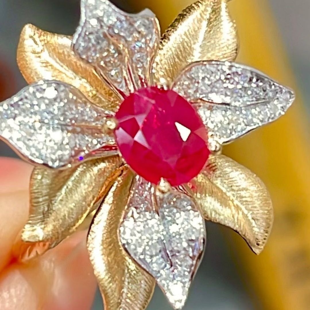 14k Gold 0.88 Ct Natural Ruby & Diamond Ring - 3