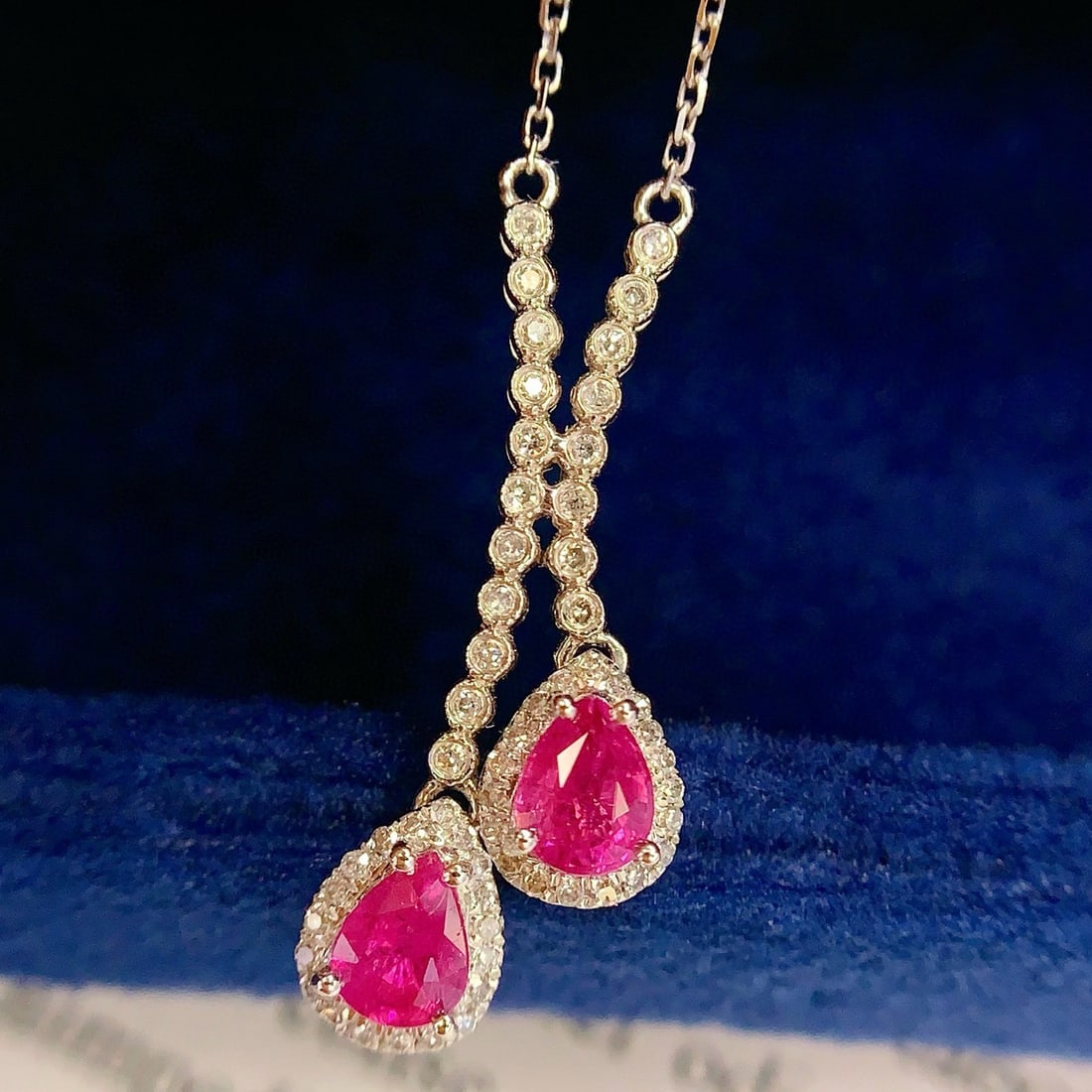 14k Gold 0.8 Ct Natural Ruby & Diamond Necklace - 3