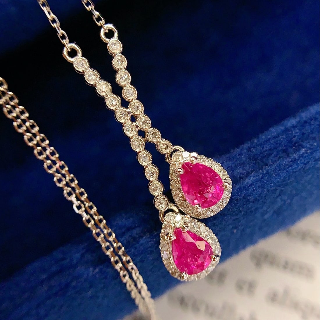 14k Gold 0.8 Ct Natural Ruby & Diamond Necklace - 4
