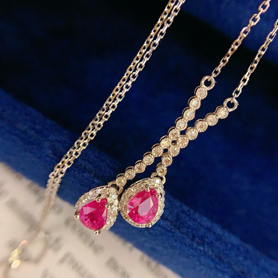14k Gold 0.8 Ct Natural Ruby & Diamond Necklace - 5