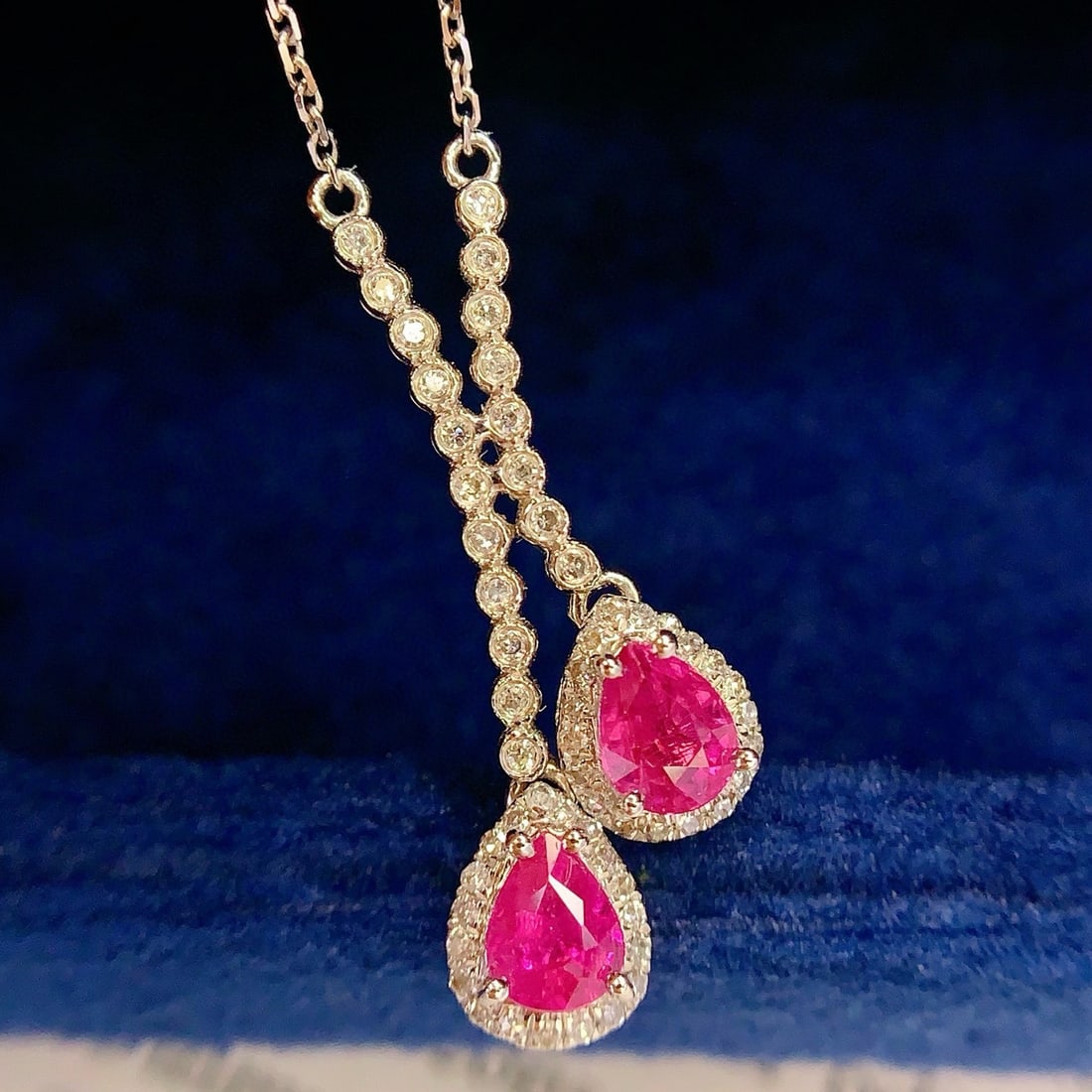 14k Gold 0.8 Ct Natural Ruby & Diamond Necklace - 6