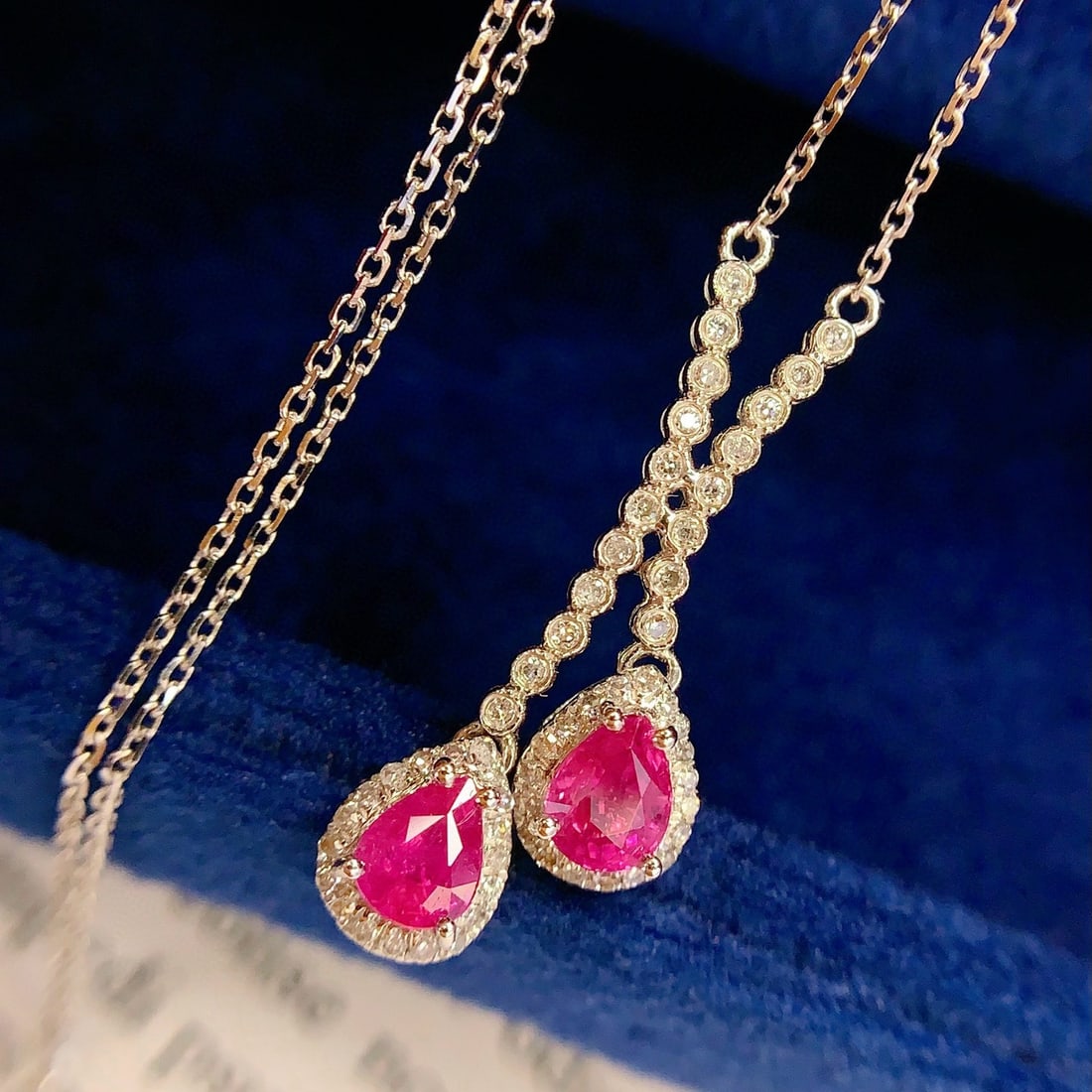 14k Gold 0.8 Ct Natural Ruby & Diamond Necklace - 7