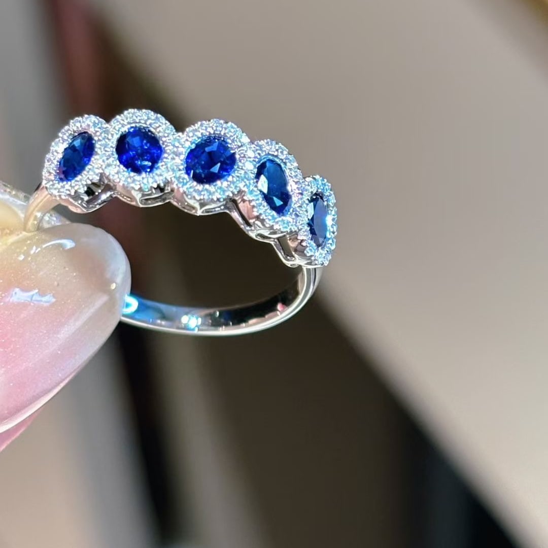 14k Gold 1 Ct Natural Sapphire & Diamond Ring - 2