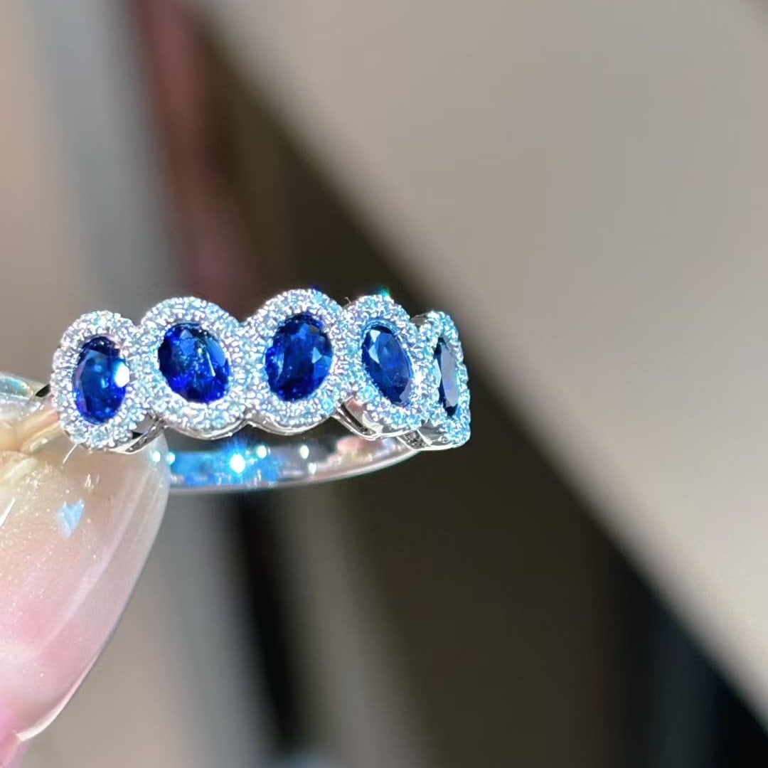 14k Gold 1 Ct Natural Sapphire & Diamond Ring - 3