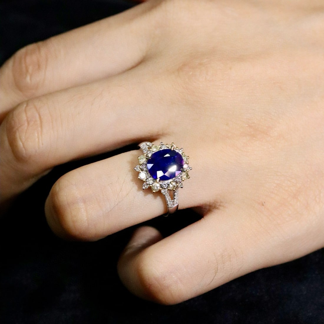 14k Gold 2.61 Ctw Natural Sapphire & Diamond Ring - 5