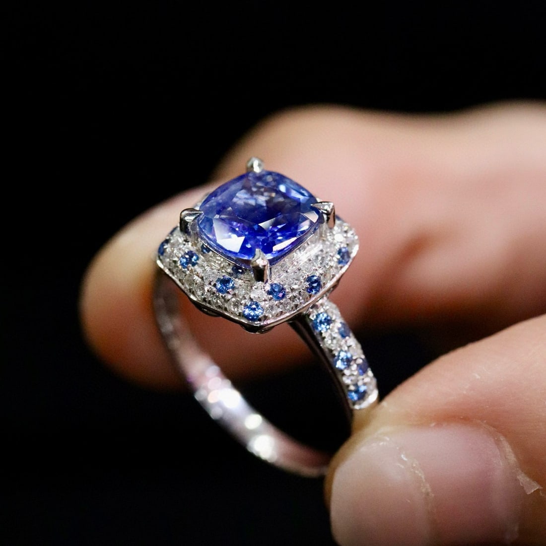 14k Gold 1.79 Ctw Natural Sapphire & Diamond Ring - 2