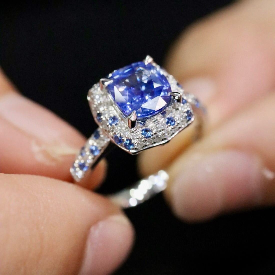 14k Gold 1.79 Ctw Natural Sapphire & Diamond Ring - 4